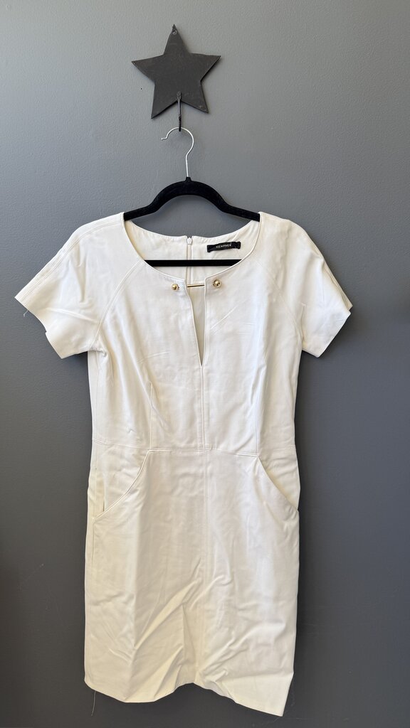 Gold Bar Neck Detail Shift Dress