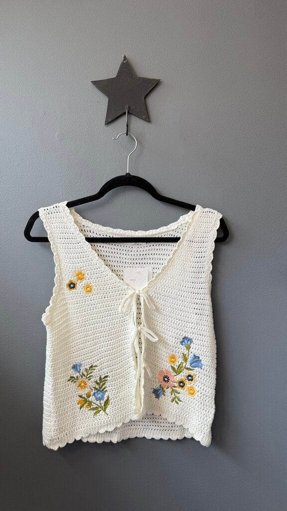 Embroidered Knit Vest Top