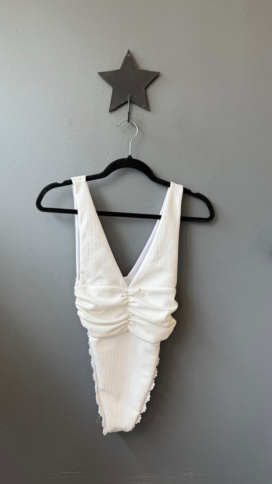 Ruched Crochet Trim Swimsuit