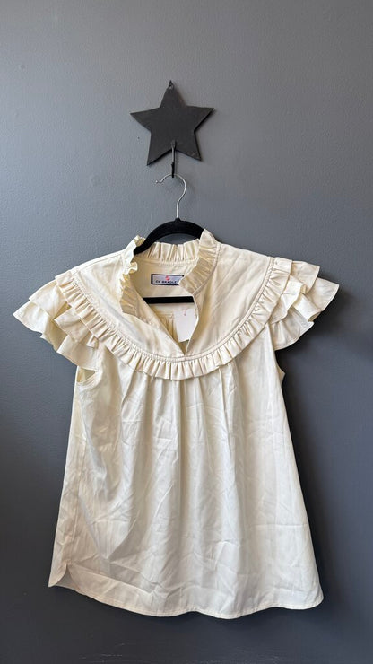 Silla Ruffle Cream Blouse