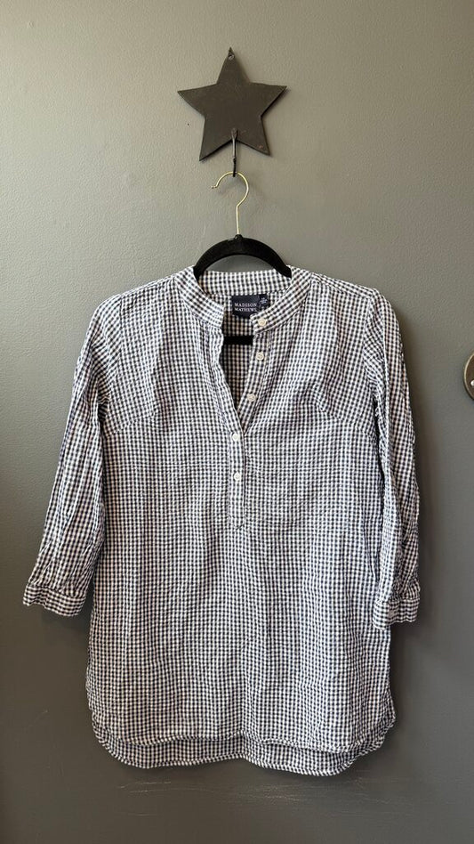 Gingham Popover Tunic Top