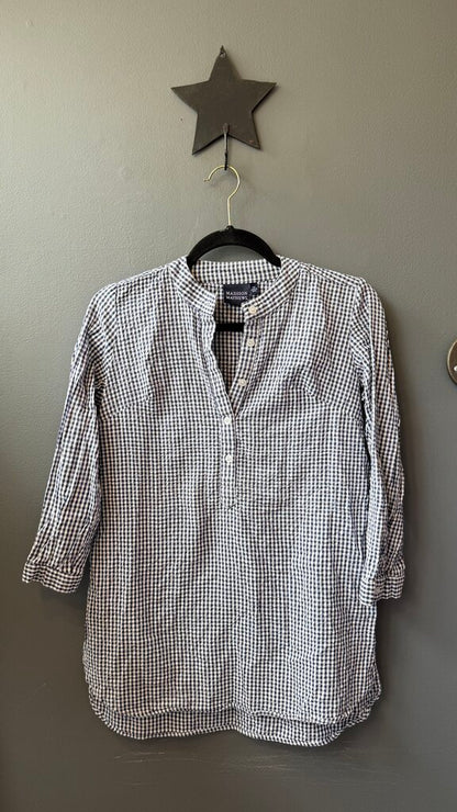Gingham Popover Tunic Top