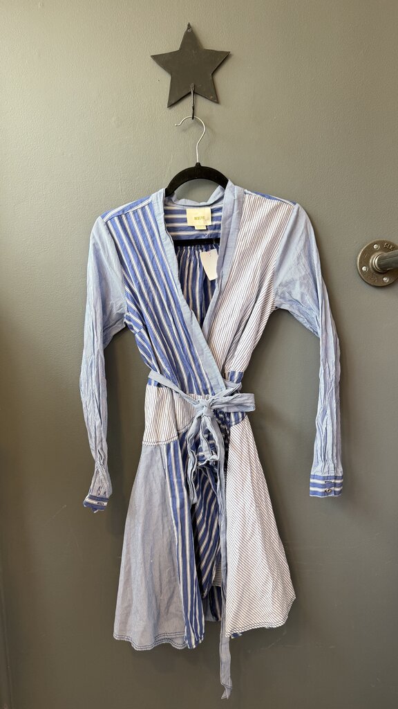Mixed Stripe Wrap Dress