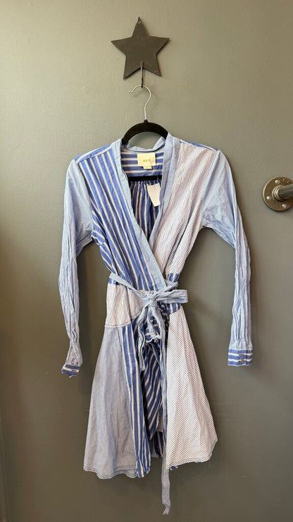 Mixed Stripe Wrap Dress