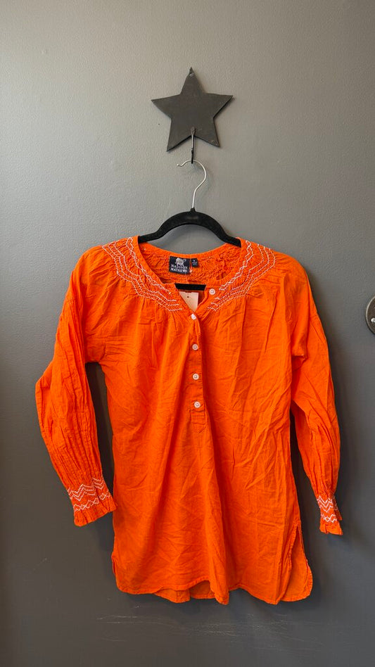 Embroidered Popover Top