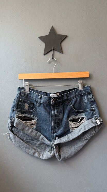 Rolled Hem Denim Shorts