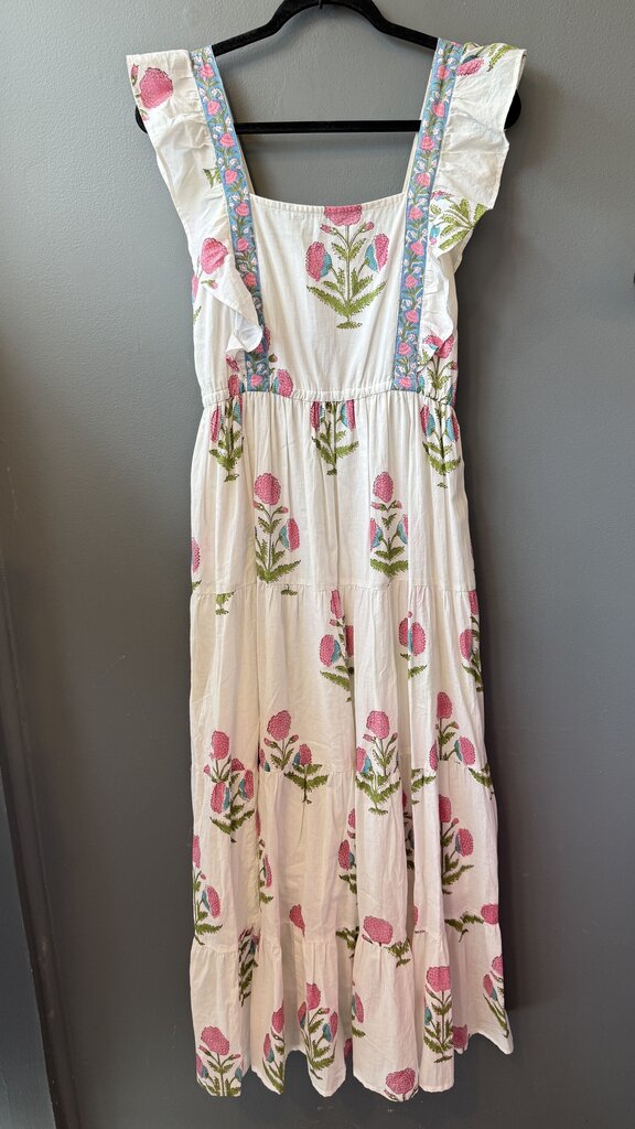 Block Print Apron Maxi Dress