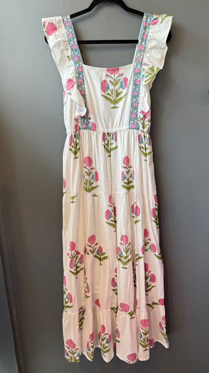 Block Print Apron Maxi Dress