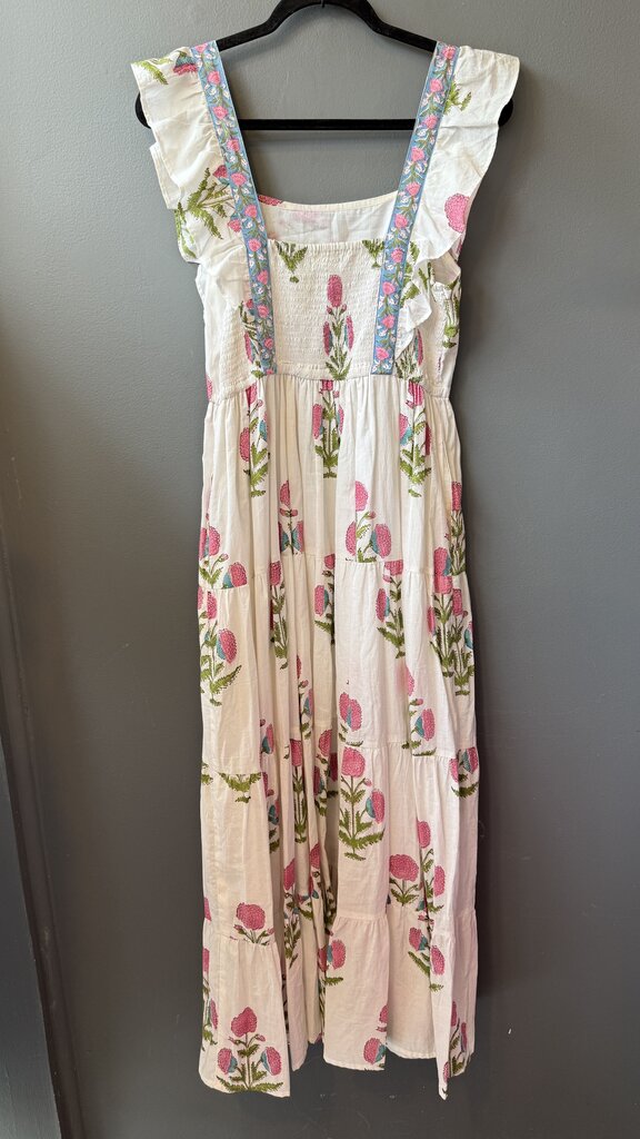 Block Print Apron Maxi Dress