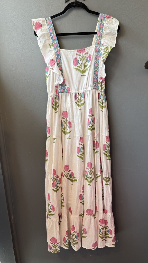 Block Print Apron Maxi Dress