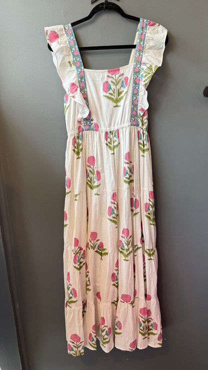 Block Print Apron Maxi Dress