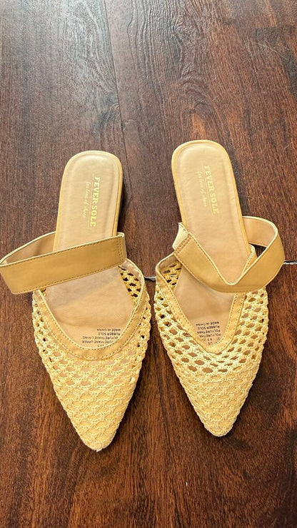 Raffia Pointed Flat Mules