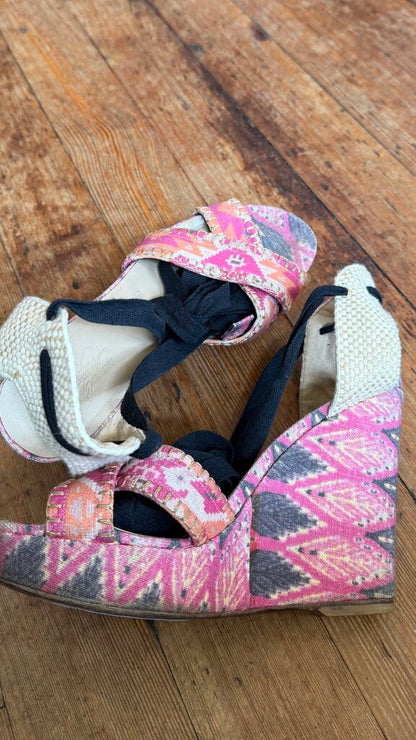 Printed Espadrille Wedges