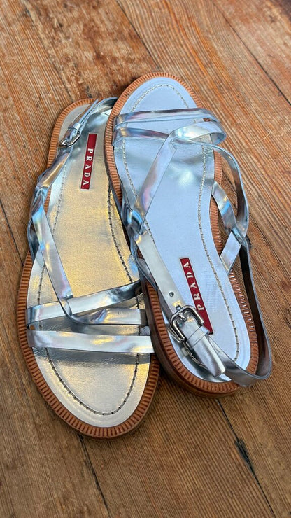 Silver Strappy Sandals