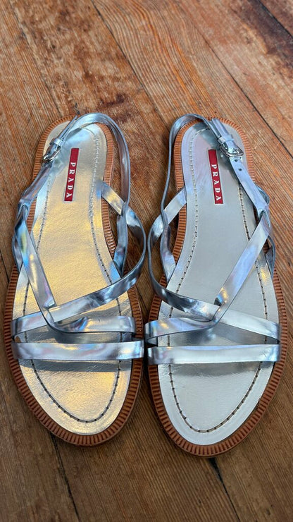 Silver Strappy Sandals