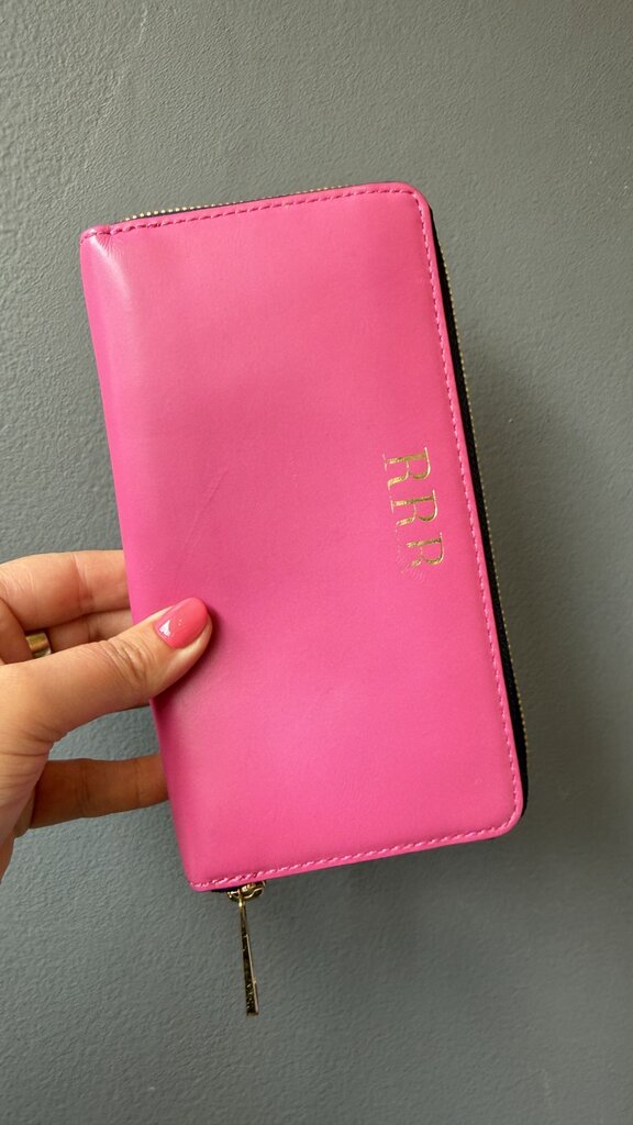 Pink Leather Zippy Wallet