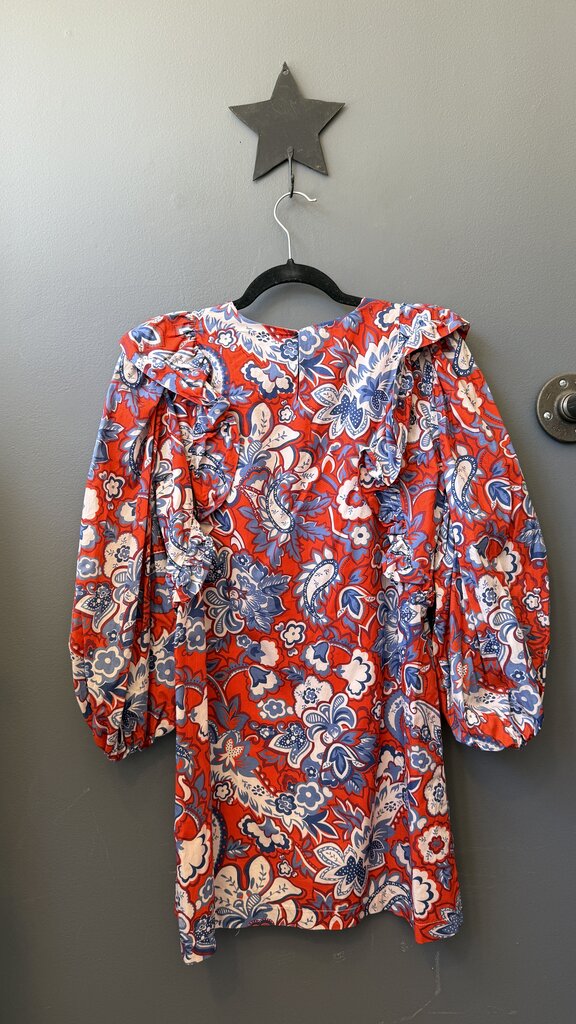 Puff Sleeve Print Shift Dress