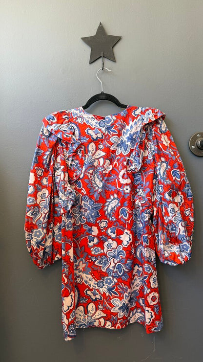 Puff Sleeve Print Shift Dress