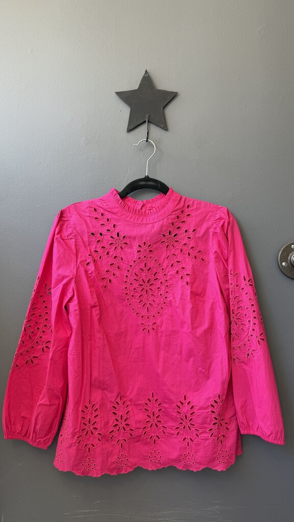 Eyelet High Neck Blouse