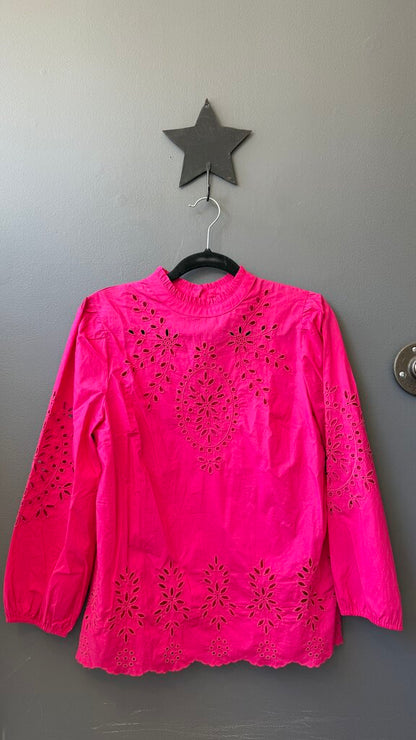 Eyelet High Neck Blouse