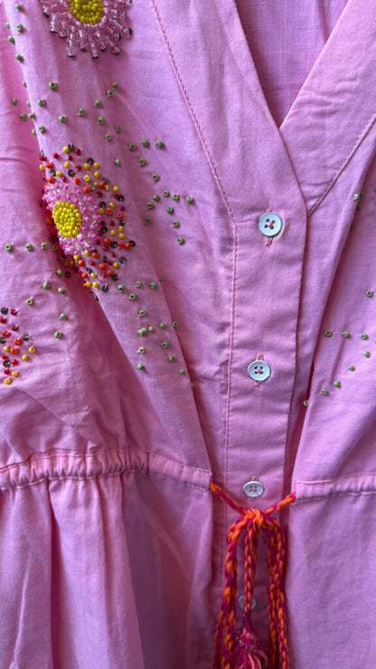 Beaded Tassel Linen Top