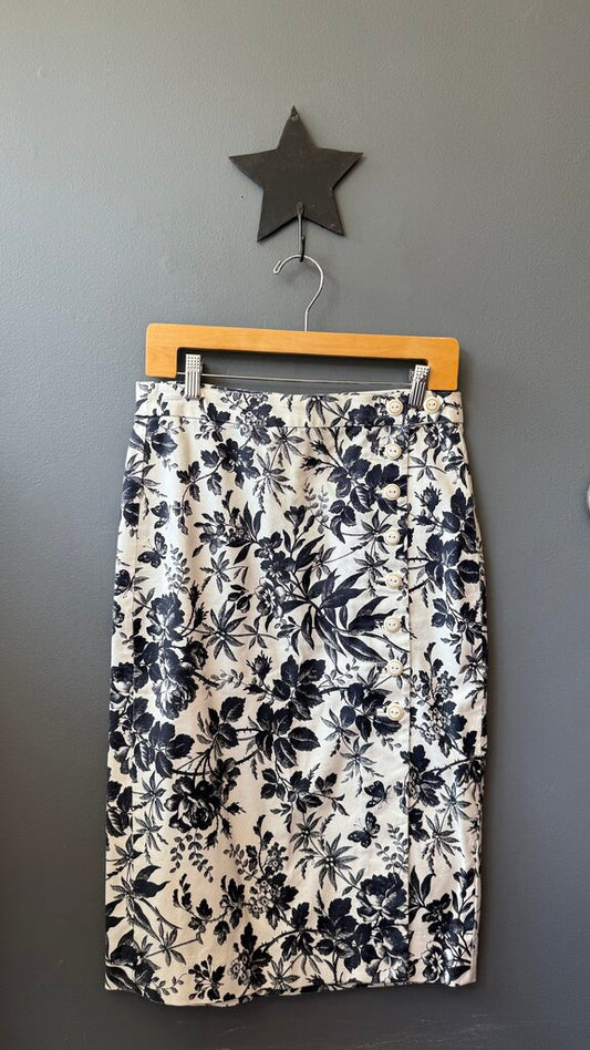 Botanical Button Pencil Skirt