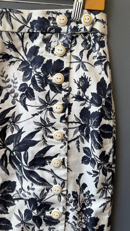 Botanical Button Pencil Skirt