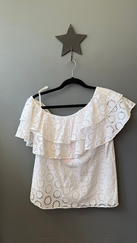 Eyelet Ruffle Off the Shoulder Top