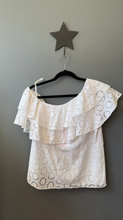 Eyelet Ruffle Off the Shoulder Top