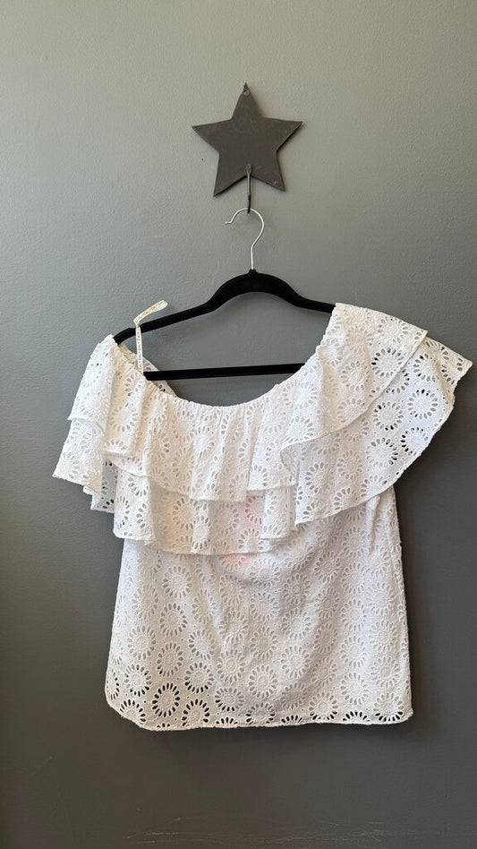 Eyelet Ruffle Off the Shoulder Top