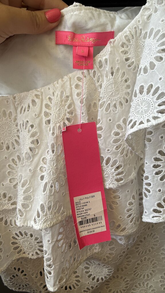 Eyelet Ruffle Off the Shoulder Top