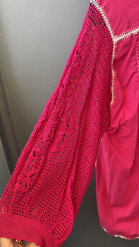 Crochet Sleeve Tassel Blouse