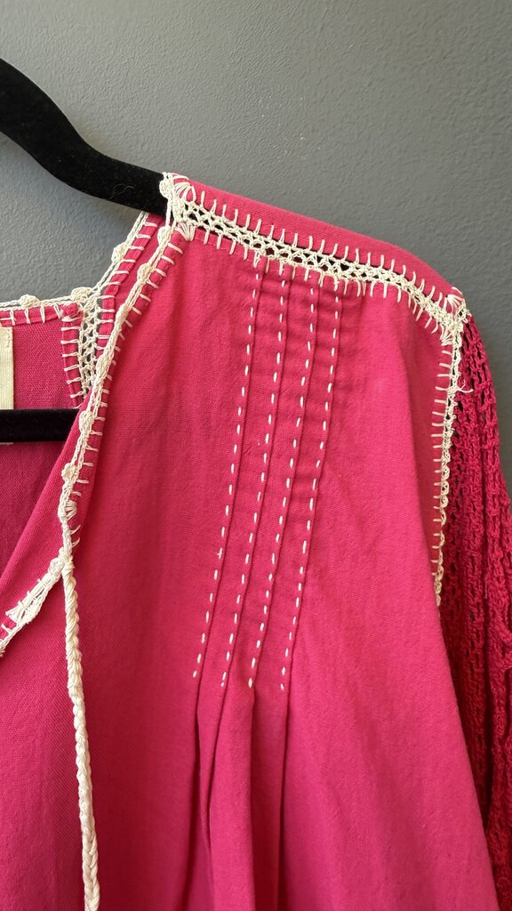 Crochet Sleeve Tassel Blouse