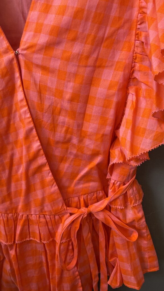 Ruffle Wrap Gingham Blouse