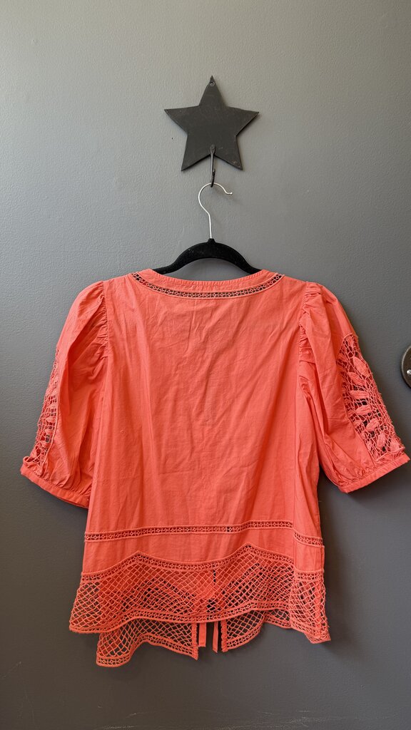Bow Front Lace Inlay Blouse