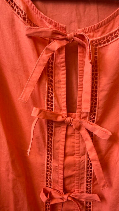Bow Front Lace Inlay Blouse