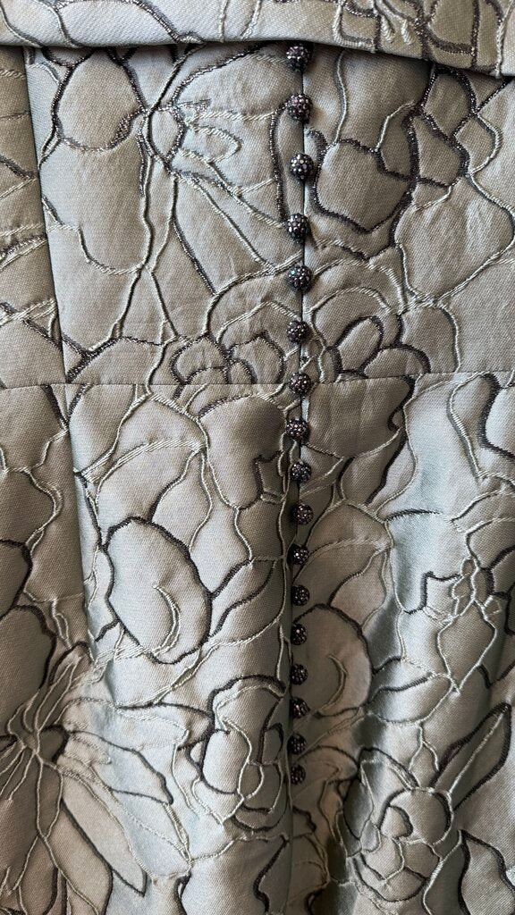Strapless Flower Embossed Column Gown Maxi Dress