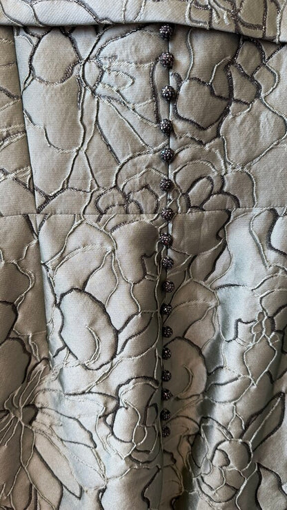 Strapless Flower Embossed Column Gown Maxi Dress