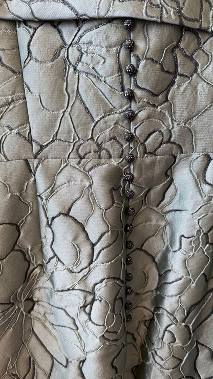 Strapless Flower Embossed Column Gown Maxi Dress