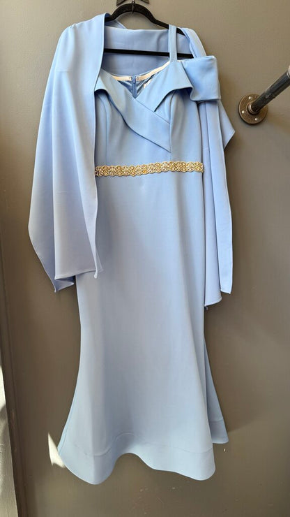 Petite Off the Shoulder Gown Maxi Dress