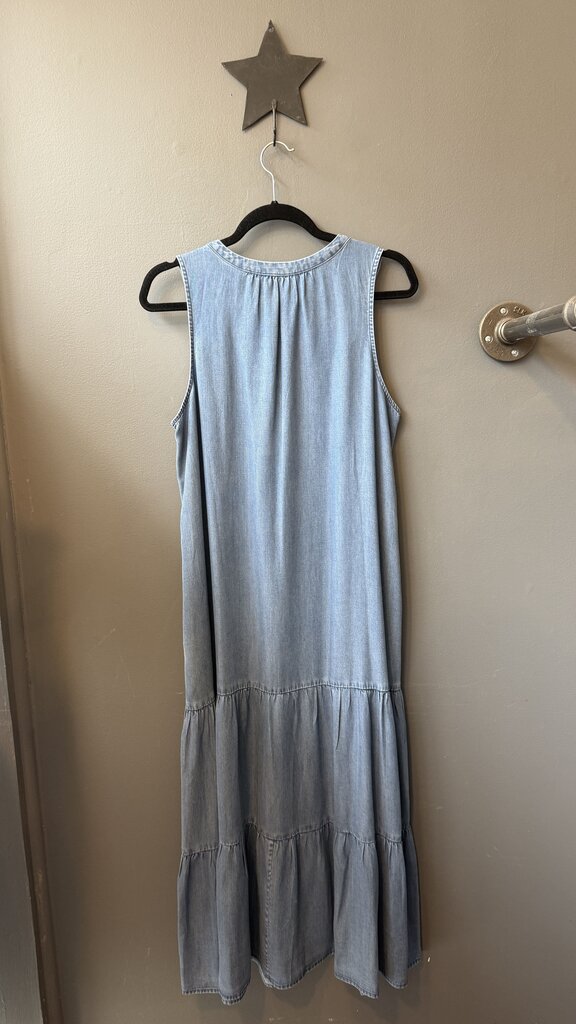 Chambray Tiered Midi Dress