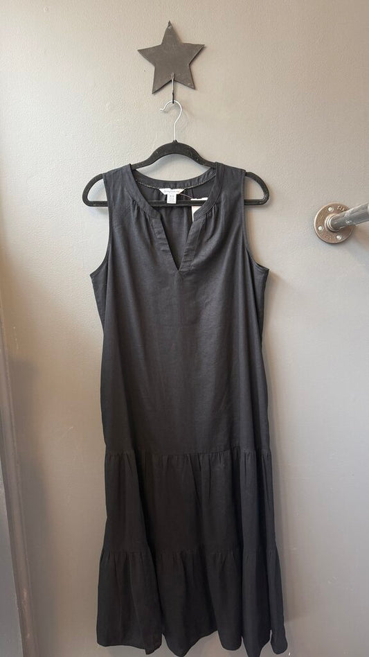 Linen Blend Tiered Midi Dress