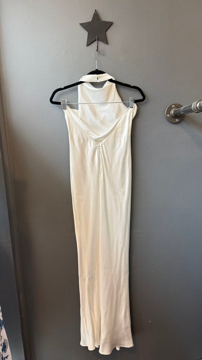 Satin Cowlback Halter Maxi Gown Dress