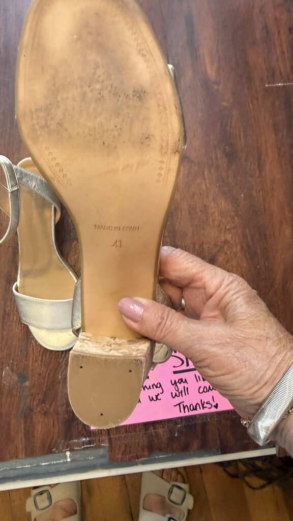 Gold Cork Block Heel Sandals