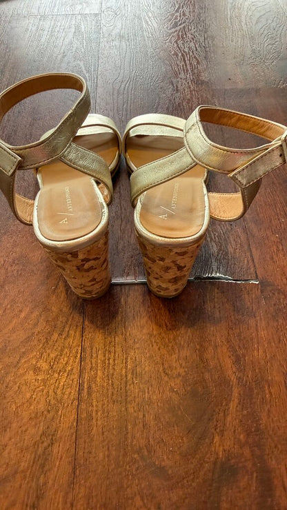 Gold Cork Block Heel Sandals