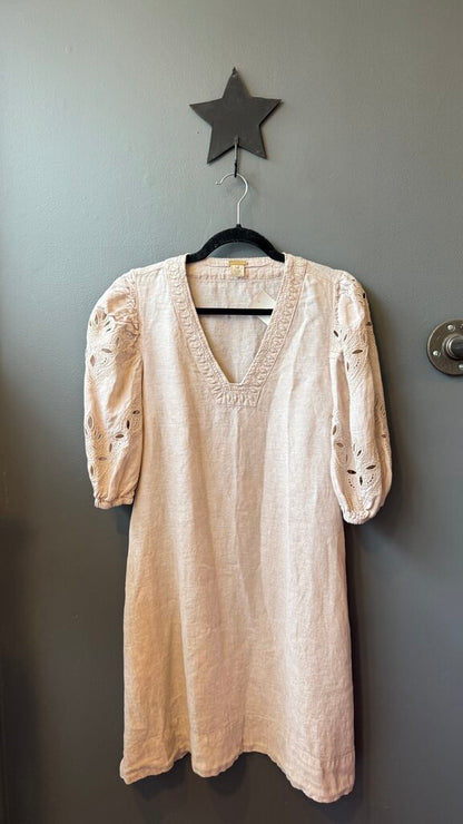 Linen Puff Sleeve Shift Dress