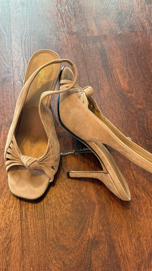 Suede Square Toe Slingback Heels