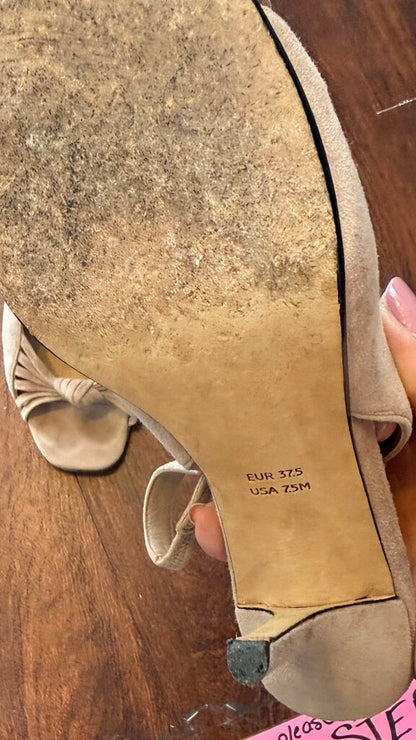 Suede Square Toe Slingback Heels