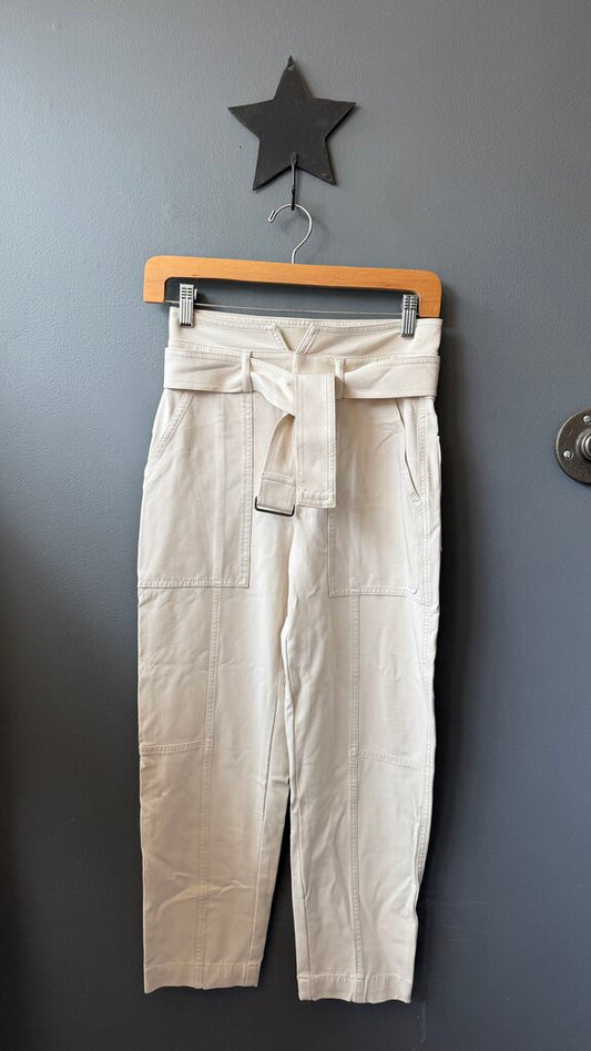 Petite Belted High Rise Tapered Pants