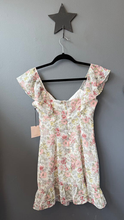 Floral Ruffle Shoulder Mini Dress